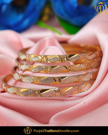 Gold Finished Karra Bangles (Pair)| Punjabi Traditional Jewellery Exclusive